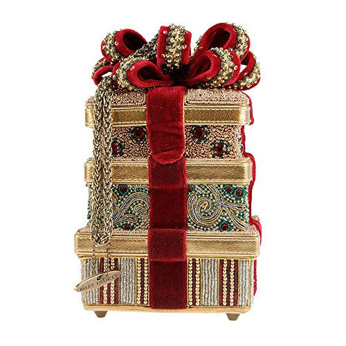 Mary Frances It's a Wrap Beaded Jeweled 3D Velvet Ribbon Gold Christmas Holiday Purse Handbag