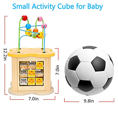 Wooden Baby Toys Activity Cube 6-in-1 Play Center Bead Maze Animal Shape Sorter Learning Montessori Sensory Infant Easter Toys 6 12 9 18 Month 1 2 Year Old Development Toddler Boys Girls Easter Gift