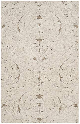 SAFAVIEH Florida Shag Collection 3'3" x 5'3" Cream/Beige SG467 Scroll Non-Shedding Living Room Bedroom Dining Room Entryway Plush 1.2-inch Thick Area Rug