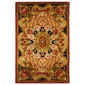 safavieh classic collection 2′ x 3′ burgundy / black cl304b handmade traditional oriental premium wool accent rug