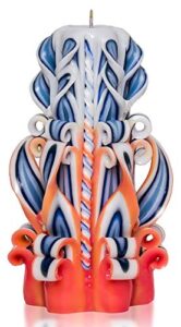 orange blue white carved candles 6″ eco friendly materials unscented for stress relief decoration friend