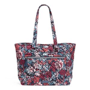 vera bradley women’s performance twill work tote bag, cabbage rose cabernet, one size