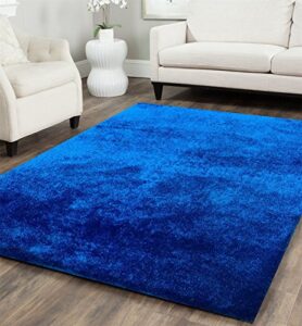 amazing rugs, llc. fuzzy shaggy hand tufted area rug electro blue 2′ x 3′ n/a n/a 5′ x 8′ shag