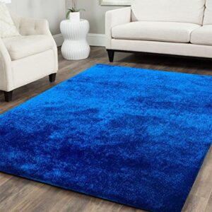 Amazing Rugs, LLC. Fuzzy Shaggy Hand Tufted Area Rug Electro Blue 2' x 3' N/A N/A 5' x 8' Shag