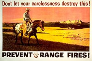 smokey bear, prevent range fires, vintage poster (9×12 wall art print, home decor)