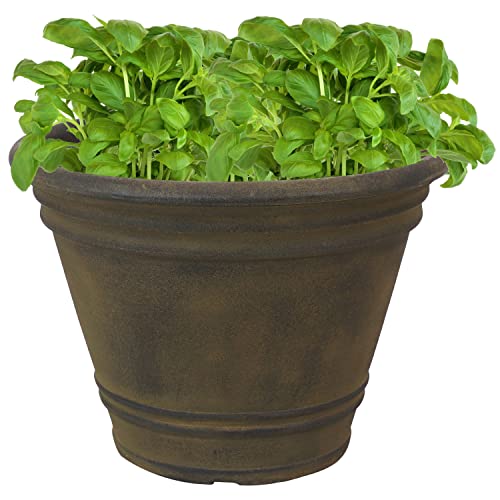 Sunnydaze Franklin Flower Pot Planter - Outdoor/Indoor Unbreakable Polyresin - UV-Resistant Sable Finish - Single - Large 20-Inch Diameter