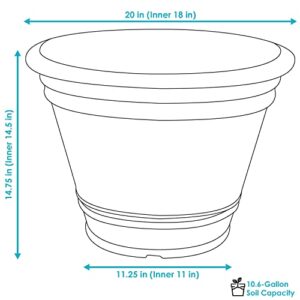 Sunnydaze Franklin Flower Pot Planter - Outdoor/Indoor Unbreakable Polyresin - UV-Resistant Sable Finish - Single - Large 20-Inch Diameter