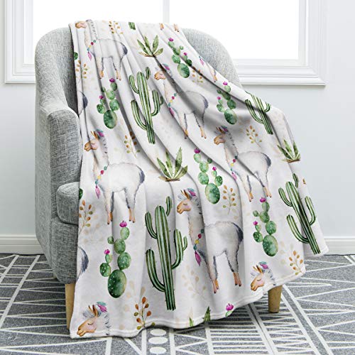 Jekeno Llama Alpaca Throw Blanket Cute Soft Blanket for Sofa Chair Bed Office Travelling Camping 50"x60"