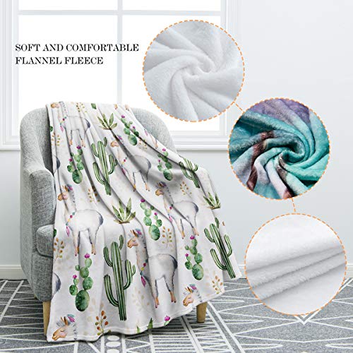 Jekeno Llama Alpaca Throw Blanket Cute Soft Blanket for Sofa Chair Bed Office Travelling Camping 50"x60"