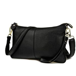 artwell genuine leather clutch wallet for women wristlet envelop small crossbody purse card shoulder bag (black)