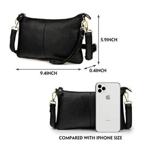 Artwell Genuine Leather Clutch Wallet for Women Wristlet Envelop Small Crossbody Purse Card Shoulder Bag (Black)