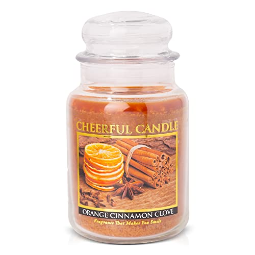 A Cheerful Giver - Orange Cinnamon Clove Scented Glass Jar Candle (24 oz) with Lid & True to Life Fragrance Made in USA