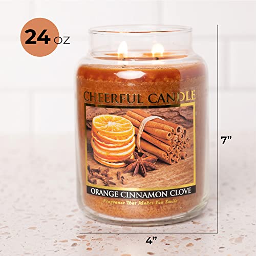 A Cheerful Giver - Orange Cinnamon Clove Scented Glass Jar Candle (24 oz) with Lid & True to Life Fragrance Made in USA