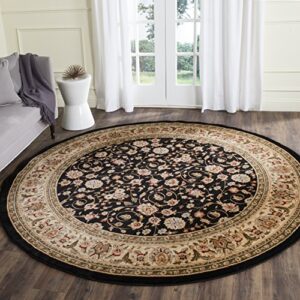 safavieh lyndhurst collection 8′ round black/ivory lnh316b traditional oriental non-shedding dining room entryway foyer living room bedroom area rug
