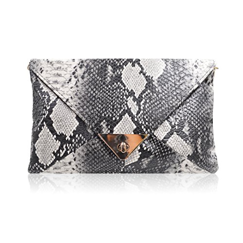 Mily Women's Clutch Bag Messenger Shoulder Handbag Tote Bag Purse-Snakeskin clutch Envelope