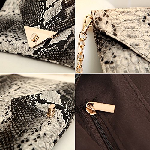 Mily Women's Clutch Bag Messenger Shoulder Handbag Tote Bag Purse-Snakeskin clutch Envelope