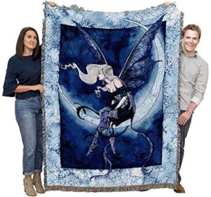 pure country weavers moonsprite fairy blanket by amy brown – gift fantasy tapestry throw woven from cotton – made in the usa (72×54)