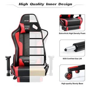 GTRACING Gaming Chair with Footrest Speakers Video Game Chair Bluetooth Music Heavy Duty Ergonomic Computer Office Desk Chair Red