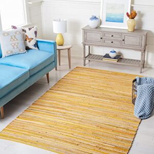 safavieh rag rug collection 4′ x 6′ yellow / multi rar130h handmade boho stripe cotton area rug