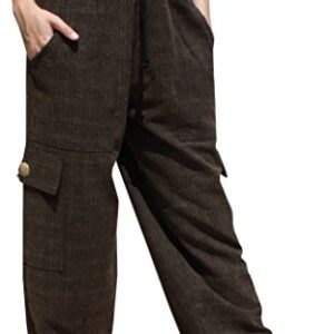 RaanPahMuang Working Cargo Pant 4 Pockets 100% Cotton Comfy Fit Side Leg Pockets, XX-Large, Chenamai Brown