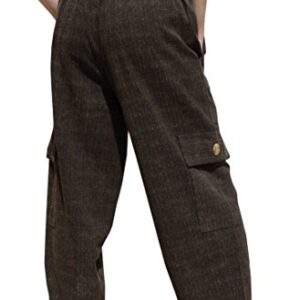 RaanPahMuang Working Cargo Pant 4 Pockets 100% Cotton Comfy Fit Side Leg Pockets, XX-Large, Chenamai Brown