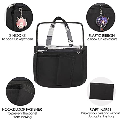 STEAMEDBUN Ita Bag with Insert Large Canvas Shoulder Tote Ita Purse for Cosplay