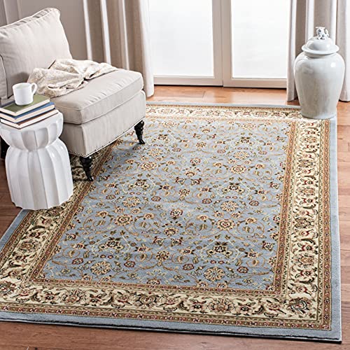 SAFAVIEH Lyndhurst Collection 8' Round Light Blue/Ivory LNH312B Traditional Oriental Non-Shedding Dining Room Entryway Foyer Living Room Bedroom Area Rug