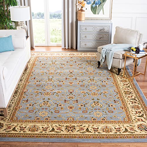 SAFAVIEH Lyndhurst Collection 8' Round Light Blue/Ivory LNH312B Traditional Oriental Non-Shedding Dining Room Entryway Foyer Living Room Bedroom Area Rug