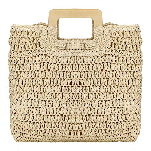 YYW Straw Tote Bag Women Hand Woven Large Casual Handbags Hobo Straw Beach Bag with Lining Pockets for Daily Use Beach Travel (Beige)