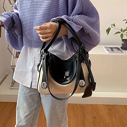 PRVDV Canvas Handbags for Women Women Tote Bag Handbag Shoulder Bags Ladies Shopping Bag (Color : Black)