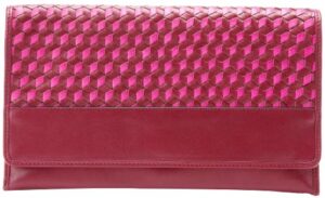 cole haan women’s parker weave envelope clutch, winery/orchid, one size