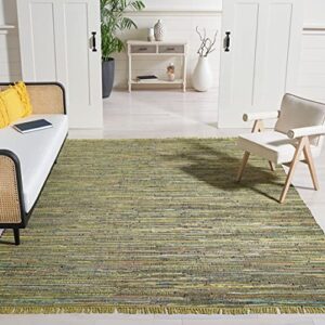 safavieh rag rug collection 6′ x 9′ light green/multi rar127d handmade boho stripe cotton area rug