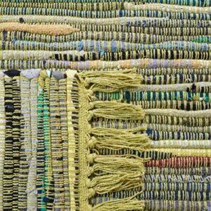 SAFAVIEH Rag Rug Collection 6' x 9' Light Green/Multi RAR127D Handmade Boho Stripe Cotton Area Rug