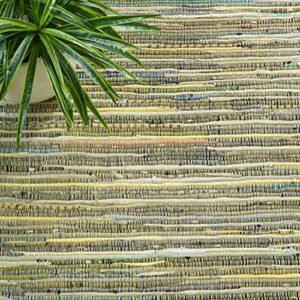 SAFAVIEH Rag Rug Collection 6' x 9' Light Green/Multi RAR127D Handmade Boho Stripe Cotton Area Rug