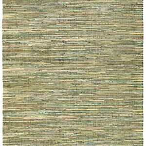 SAFAVIEH Rag Rug Collection 6' x 9' Light Green/Multi RAR127D Handmade Boho Stripe Cotton Area Rug