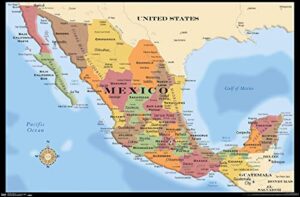 trends international map – mexico wall poster, 22.375″ x 34″, unframed version