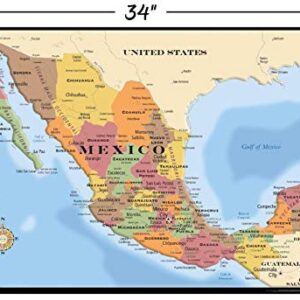 Trends International Map - Mexico Wall Poster, 22.375" x 34", Unframed Version
