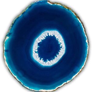 BedRock Blue Agate Coasters for Drinks - Set of 4 - Brazilian Geode Decor - (4"-4.5" Blue)