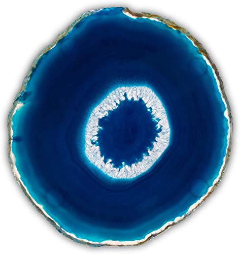 BedRock Blue Agate Coasters for Drinks - Set of 4 - Brazilian Geode Decor - (4"-4.5" Blue)