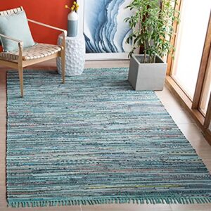 safavieh rag rug collection 3′ x 5′ turquoise / multi rar127c handmade boho stripe cotton area rug