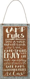 primitives by kathy 26839 lake & cabin sign, 5.25 x 9.5-inch, camp rules