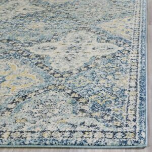 SAFAVIEH Evoke Collection 3' x 5' Light Blue/Ivory EVK274C Boho Trellis Non-Shedding Living Room Bedroom Accent Rug