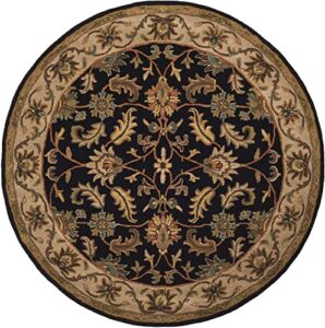 safavieh heritage collection 6′ round black / beige hg628b handmade traditional oriental premium wool area rug