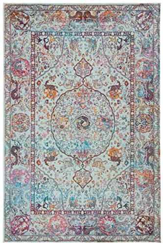 SAFAVIEH Luxor Collection 4' x 6' Turquoise / Aqua LUX330K Handmade Boho Chic Oriental Area Rug