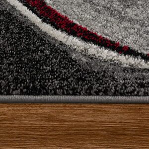 Paco Home Modern Short-Pile Rug Living Room Mottled Abstract Design Grey Red Black, Size: 6'7" x 9'6"