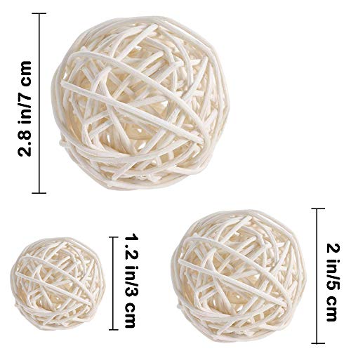 zorpia 21 Pcs/lot Mixed 3 Colors Rattan Wicker Balls Vase Fillers for Wedding Party Christmas Decoration, Assorted Three Size(3cm/5cm/7cm) (Blue Gray White)