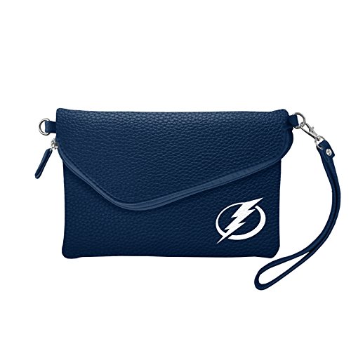 Littlearth womens NHL Tampa Bay Lightning Pebble Fold Over Crossbody Purse, Team Color, 6”x 9" x 0.75”