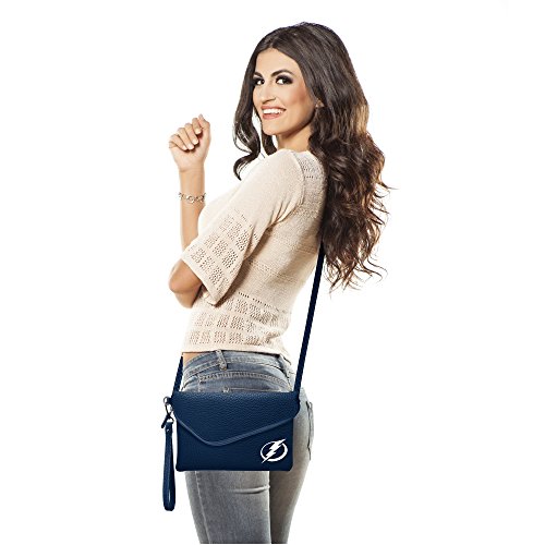 Littlearth womens NHL Tampa Bay Lightning Pebble Fold Over Crossbody Purse, Team Color, 6”x 9" x 0.75”