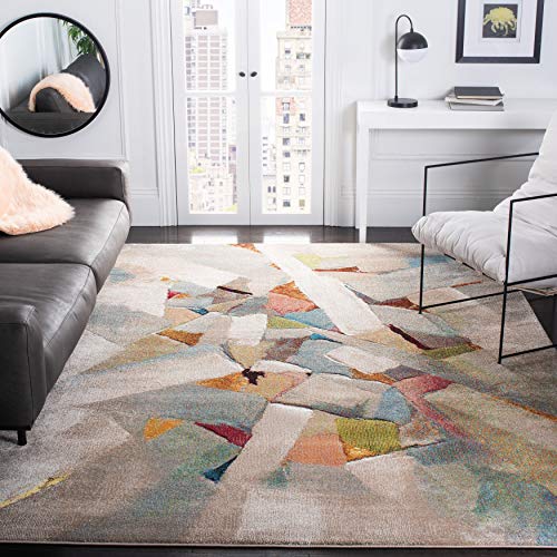 SAFAVIEH Porcello Collection 8' x 10' Grey/Multi PRL6937B Modern Abstract Non-Shedding Living Room Bedroom Dining Home Office Area Rug