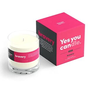 yes you candle – bravery, inspirational 8oz highly-scented soy candle, made in usa, great message, pure essential oils, aromatherapy, 100% pure, citrus and sage